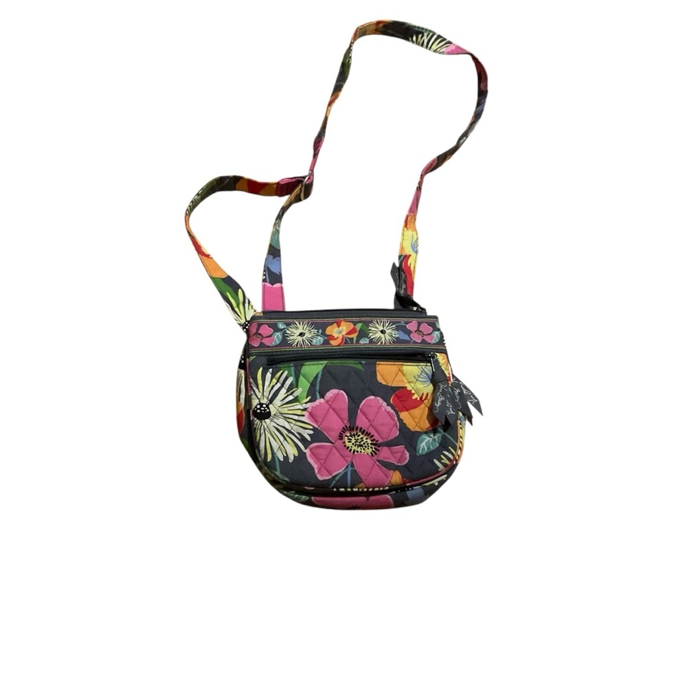 Vera Bradley Saddlebag Bag "Jazzy Bloom" Zip Top Adjust Strap Crossbody Shoulder